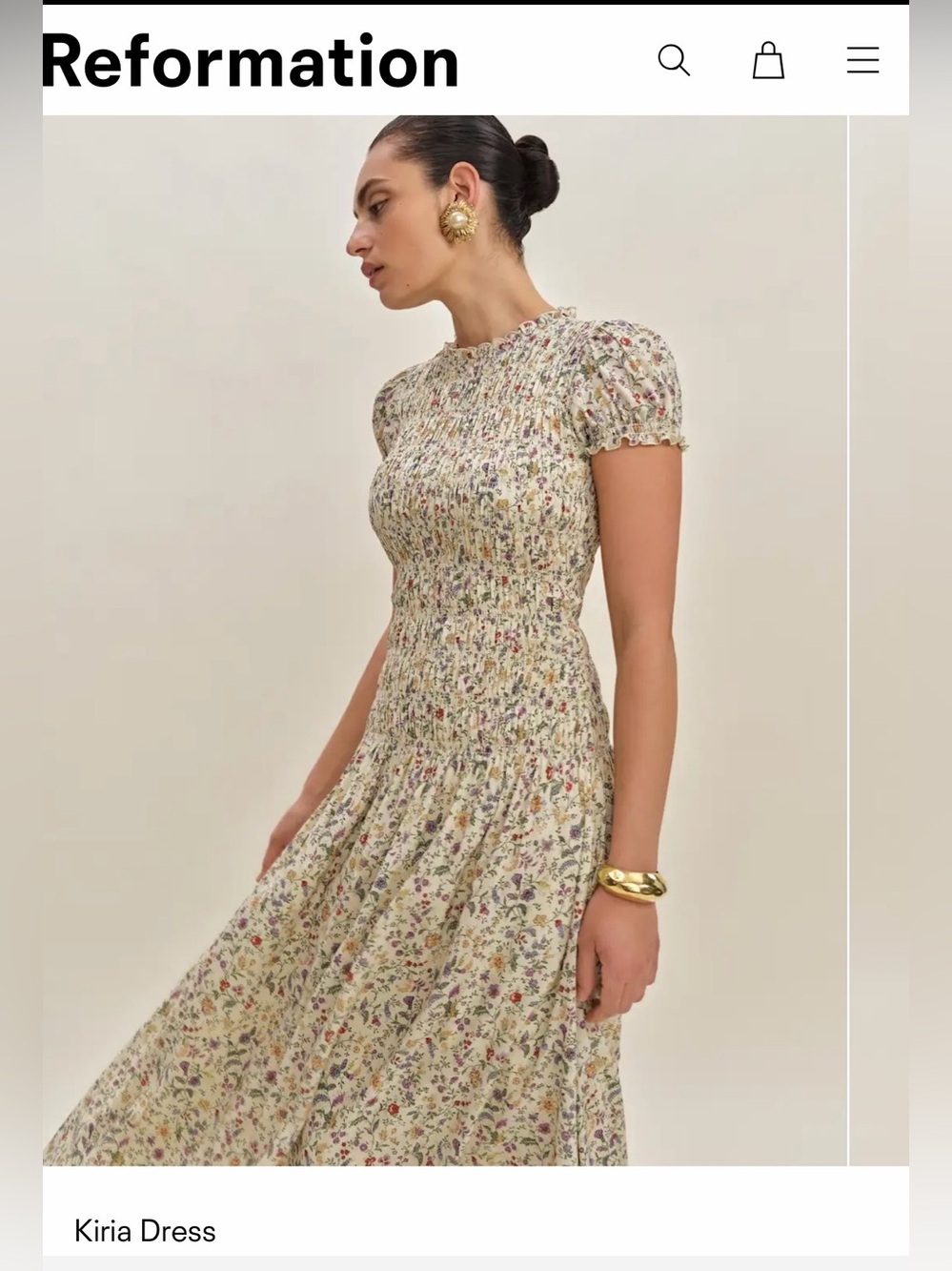 Reformation Kiria Maxi Dress in Cream Floral